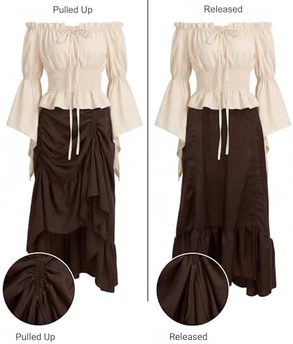 9 PCS Pirate Costume Women Set, Skirt Renaissance Halloween Outfit