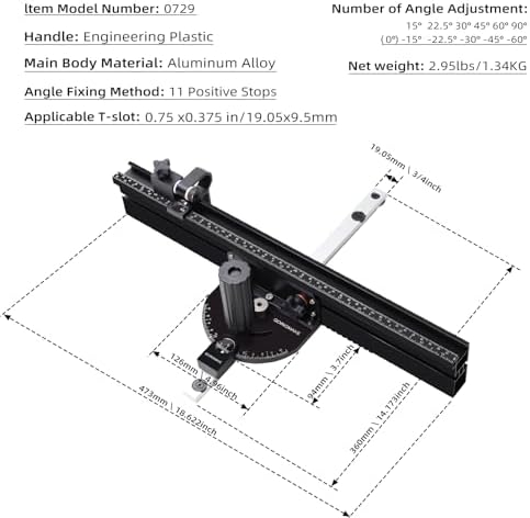 GOINGMAKE Portable Table Saw Miter Gauge with 18 Inch Fence and Multifunction Flip Stop and Positive Angle Stops, Miter Gauge for Table Saw Accessories, for Woodworking Cuts, Fits 3/4"x3/8" Slot