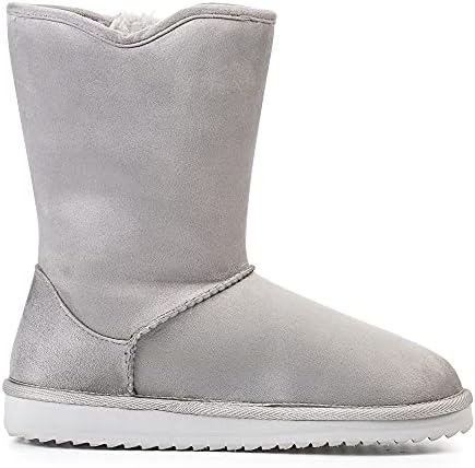 KRABOR Womens Suede Snow Boots Mid-Calf Winter Shoes with Side Bows