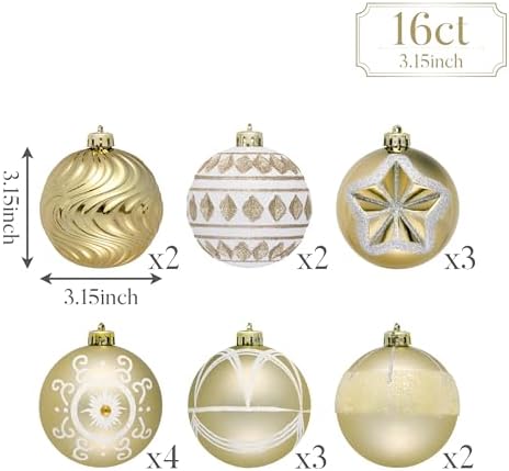Valery Madelyn 16ct Christmas Tree Decorations Ball Ornaments 3.15 Inches