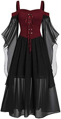 CHARMMA Women's Plus Size Butterfly Sleeve Gothic Halloween Dress