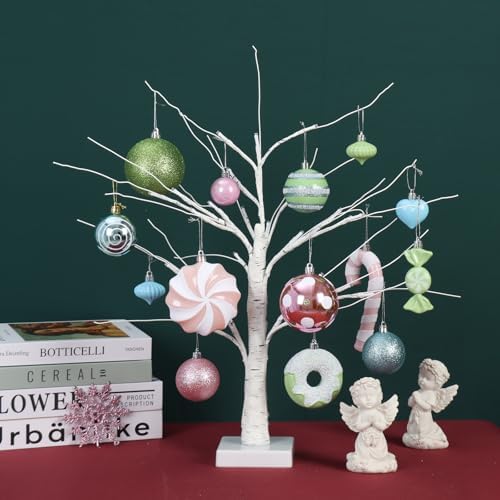 105Ct Pastel Christmas Ornaments Set Shatterproof Candy Theme Hanging Decorations for Xmas Tree, Donut Cane Assorted Ornaments for Holiday Festival Family Decor (Pastel)
