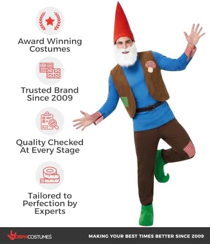 Morph Garden Gnome Costume For Adults, Halloween Costumes for Men
