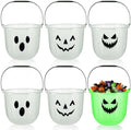 Halloween Glowing Candy Bucket Trick or Treat Plastic Pail,6 PCS