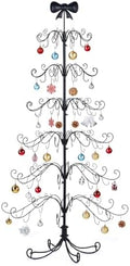 VINGLI 6FT Metal Christmas Ornament Tree, Wrought Iron Display Stand Black