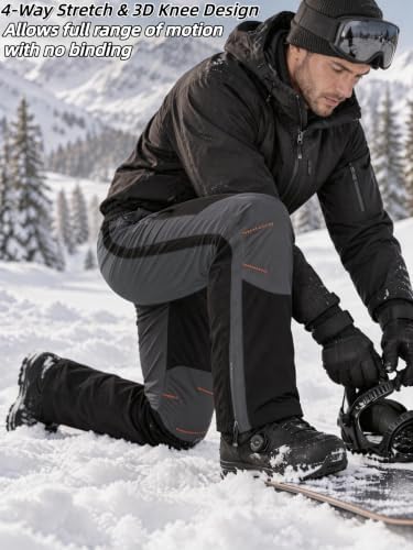 Mens Snow Ski Pants Waterproof Insulated Zipper Bottom Leg