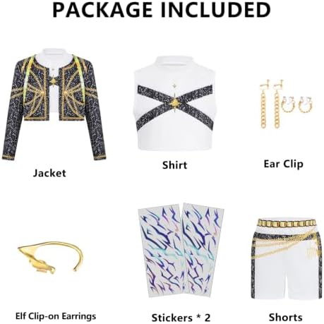 Pop Star Costume Kids Girls Golden Stage Outfit Halloween Costume Accessory