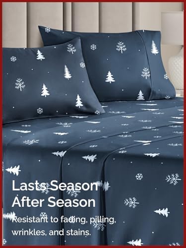 Christmas Sheet Set, Christmas Winter, Holiday Xmas Bedding Set - Twin Size