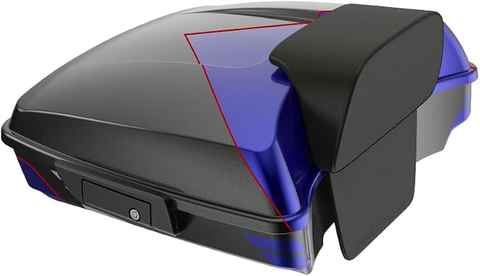 Advanblack Road Glide Tour Trunk Pack Blue Streak Razor Tour Trunk Pack Backrest Pad for '97-'25 Harley Touring Road King Street Glide Electra Glide CVO Models