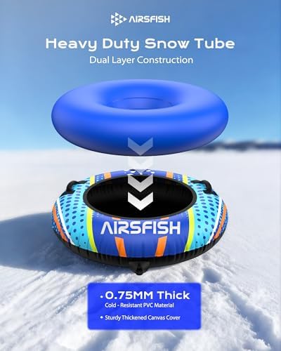 49" Snow Tube Heavy Duty Thickened Inflatable with Towable Leash