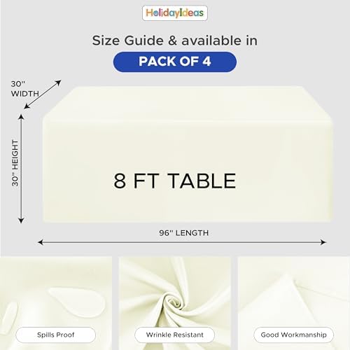 HolidayIdeas 4-Pack 8ft Beige Rectangle Craft Shows Fitted Tablecloth