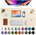 Aothia Faux Leather Desk Mat - Large Mouse Pad, Non-Slip PU Leather Blotter, Waterproof Writing Surface for Office and Home (Beige, 40" x 24")