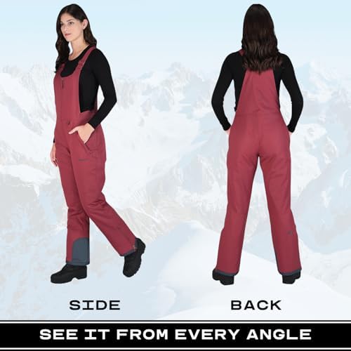 Arctix Women's Essential Insulated Ski Bibs, Water Resistant Snow Pants for Skiing & Snowboarding