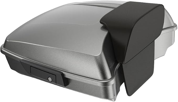 Advanblack Road Glide Tour Trunk Pack Mercury Silver Razor Tour Trunk Pack Backrest Pad for '97-'25 Harley Touring Road King Street Glide Electra Glide CVO Models