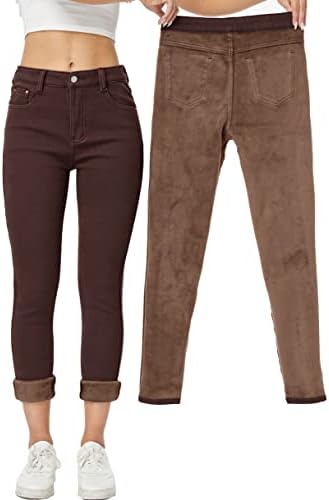 Yehopere Women's Winter Fleece Lined Jeans Slim Fit Warm Skinny High Waist Denim Jean