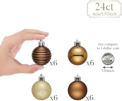 Valery Madelyn Small Christmas Tree Decorations Ball Ornaments 24ct 1.57"
