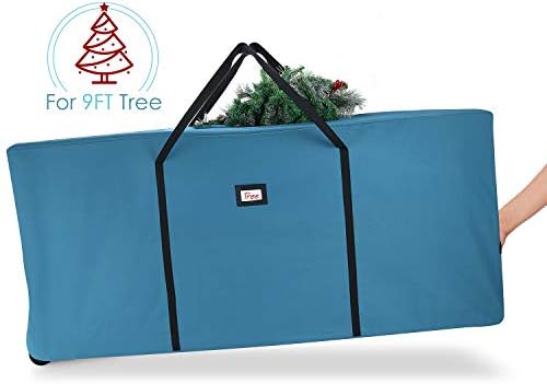 Hearth & Harbor 9 ft Rolling Christmas Tree Storage Bag - Artificial Christmas Tree Bag with Reinforced Handles, Dual Zipper, Wide Opening and Wheels - Storage Container for Trees and Decorations