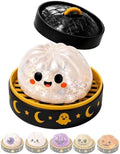 Halloween Spooky Pumpkin Stress Ball Squeeze Toy for Adults, Slow Rise Glitter DumplingSpooky Ghost Decorations, Halloween Cute Pumpkin Squeeze Fidget Toy for Stress Anxiety Relief(White Smile)
