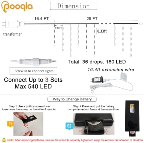 Pooqla 35 Colors Icicle Lights for Outside, 29FT Icicle Christmas Lights