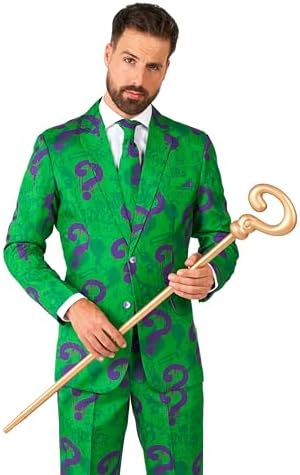 Offstream Men's DC Comics Riddler Halloween Costume Suit Slim Fit 3-Pc XXL