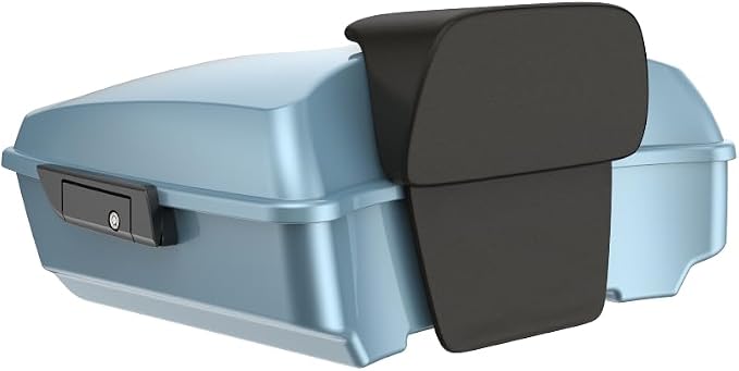Advanblack Road Glide Tour Trunk Pack Sharkskin Blue Chopped Tour Trunk Pack Backrest Pad for '97-'25 Harley Touring Road King Street Glide Electra Glide CVO models