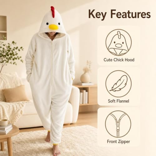 Snug Fit Unisex Adult Onesie Pajamas, Flannel Cosplay Animal One Piece Halloween Costume Sleepwear Homewear