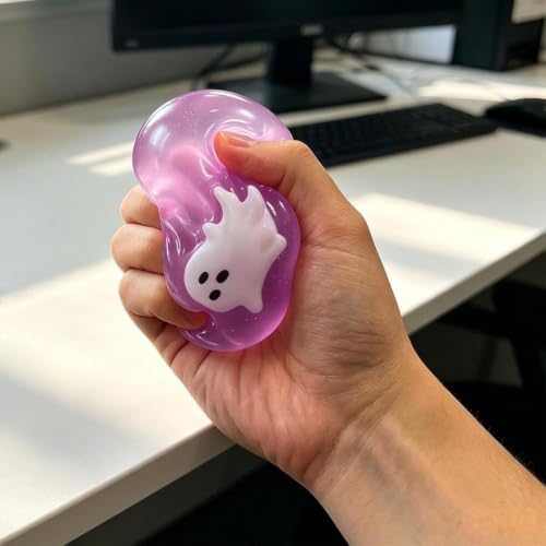 Halloween Ghost Squishy Toy, Cute White Ghost Squeeze Toy, Soft Slow Rising Squishy, Halloween, Spooky Gift & Halloween Decor(Orange3)