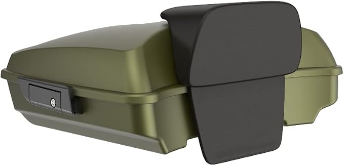 Advanblack Road Glide Tour Trunk Pack Mineral Green Denim Razor Tour Trunk Pack Backrest Pad for '97-'25 Harley Touring Road King Street Glide Electra Glide CVO models