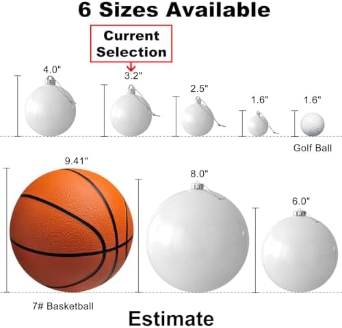 White 3.2" Large Christmas Balls - Christmas Tree Decoration Ornaments Shatterproof Hanging Balls for Birthday Halloween Holiday Wedding Decorations Set of 24pcs