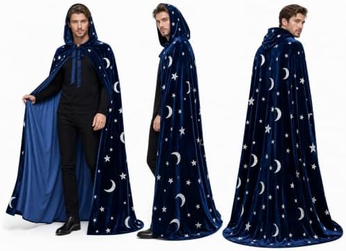 Wizard Costume Men with Wig Wizard Outfit Adult Warlock Robe