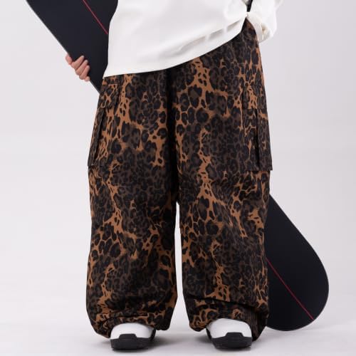 SNOWVERB Loose Fit Snowboard Leopard Ski Snow Baggy Pants for Men and Women