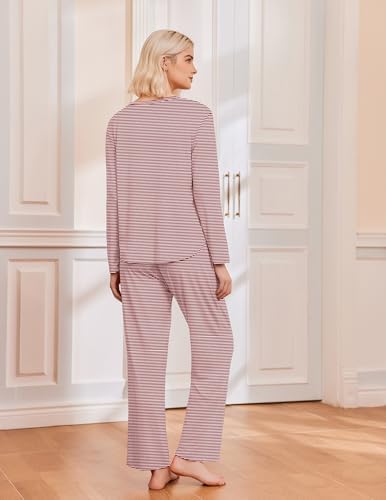 Ekouaer 2 Pack Womens Pajama Sets Long Sleeve Long Pants Pjs Loungewear