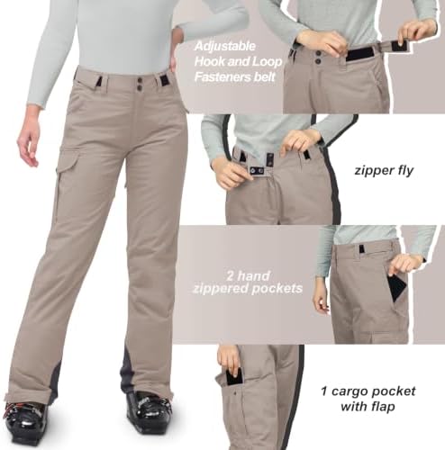 33,000ft Women's Insulated Snow Pants Waterproof Ski with Boot Gaiters