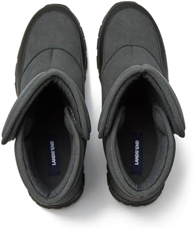 Lands' End Expedition Quilted Slip On Mens Snow Boots Insulated Winter Boots for Men Waterproof with Hook & Loop Closure, Medium or Wide Width Winter Shoes