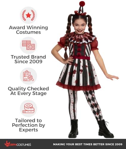 Morph Scary Clown Costume For Girls, Girls Halloween Costumes for Kids