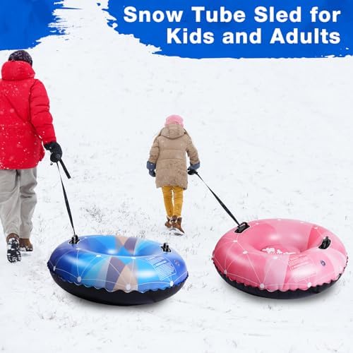 Poen 4 Pack Snow Sled Tube 36 Inch Inflatable with Handles,Vibrant