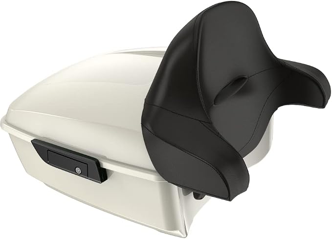 Advanblack Road Glide Tour Trunk Pack Birch White King Tour Trunk Pack Luggage +Wrap-Around Backrest Pad for '97-'25 Harley Touring Road King Street Glide Electra Glide CVO models