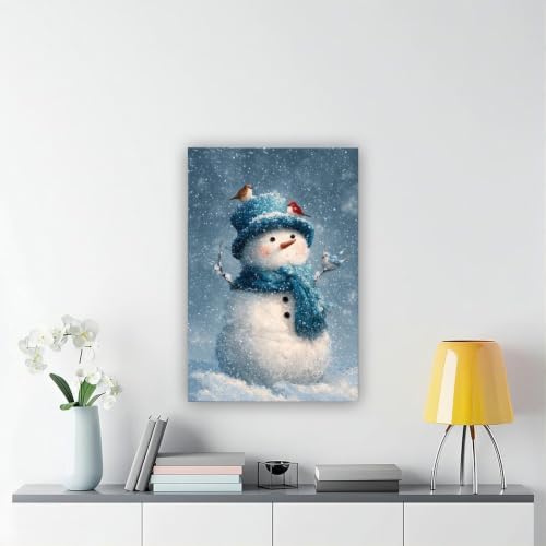 JDBeehpy Funny Wall Art Blue Snowman Holiday Wall Decor Unframed 20x30inch