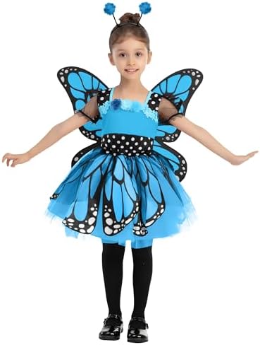Spooktacular Creations Child Girls Butterfly Costume, Toddlers Butterfly Outfit w/Wings Headband for Kids Halloween Parties