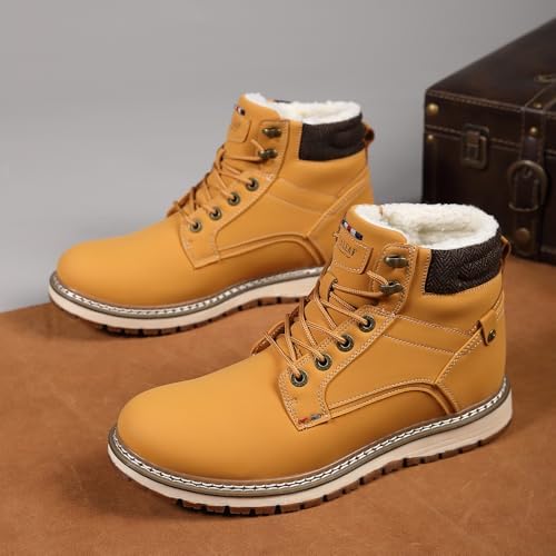 ANALEAF Mens Snow Boots Warm Winter Boots Non Slip Outdoor Fur Lined Shoes