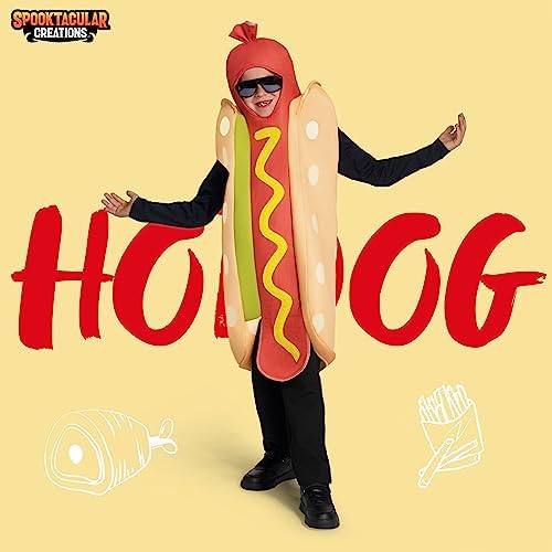 Spooktacular Creations Hot Dogs Costume Kids, Unisex Food Themed Costume for Child Teens Halloween Dress up Cosplay Party