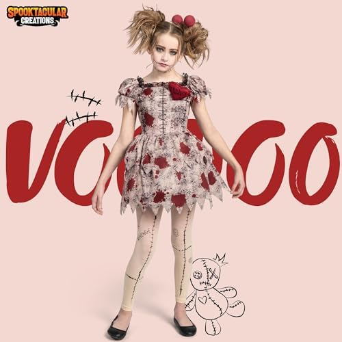 Spooktacular Creations Halloween Kids Voodoo Costume, Voodoo Doll Dress Costume for Girls Halloween Dress up, Role-Playing