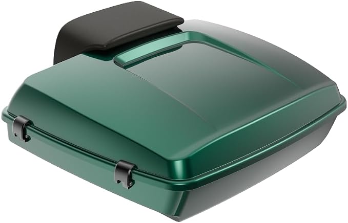 Advanblack 2024 Road Glide Razor Tour Trunk Pack Compatible with Road King FLHR Street Glide FLHX Road Electra Glide 2014-2025 Mounting Rack, Backrest & Stitching Liners (Alpine Green)