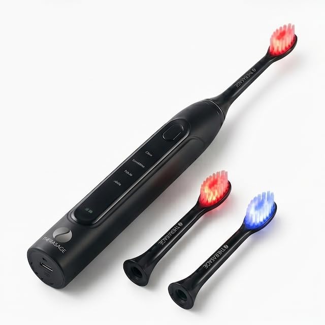 TheraSmile Rechargeable Sonic Toothbrush with Red & Blue Light Therapy, 31,000 Brush Strokes per Minute, Water-Resistant