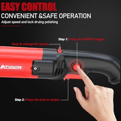AOBEN Car Buffer Polisher,Rotary Polisher,1600W Car Polisher Waxer with 6 Variable Speed,with Foam/Wool Pads & Sandpaper for Polishing, Waxing, Scratch Removal