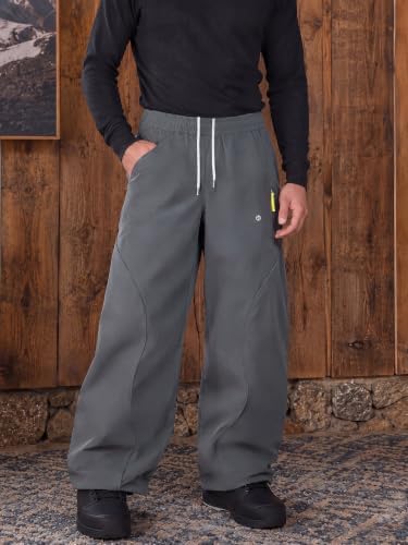 Men's Water-Repellent Ski Snow Hiking Pants Baggy Straight Leg