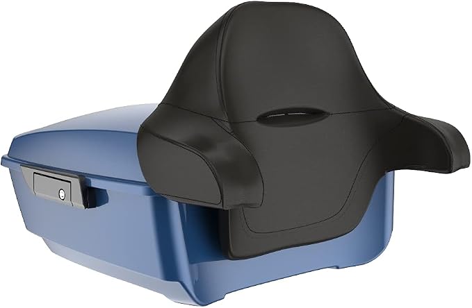 Advanblack Road Glide Tour Trunk Pack Legend Blue King Tour Trunk Pack Luggage +Wrap-Around Backrest Pad for '97-'25 Harley Touring Road King Street Glide Electra Glide CVO models