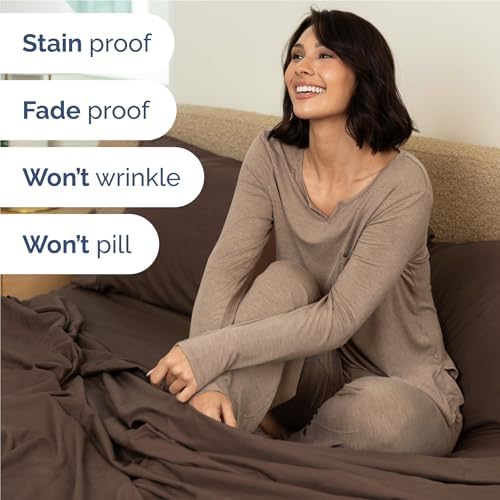 Full Size 4 Piece Sheet Set - Comfy Breathable & Cooling Sheets - Brown