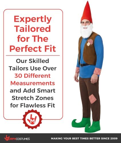Morph Garden Gnome Costume For Adults, Halloween Costumes for Men