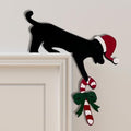 Christmas Door Topper Holiday Home Decor Funny Snowman Santa Claus Top Door Frame Corner Sign Decorations, Windows Walls DIY Craft for Christmas Party Ornament (Dog)